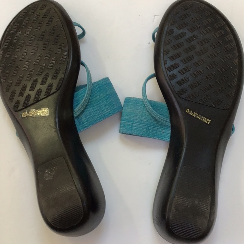 Damianis Teal Woven Italian Women's Sandals 7.5 Medium Retro Bohemian - Picture 5 of 7